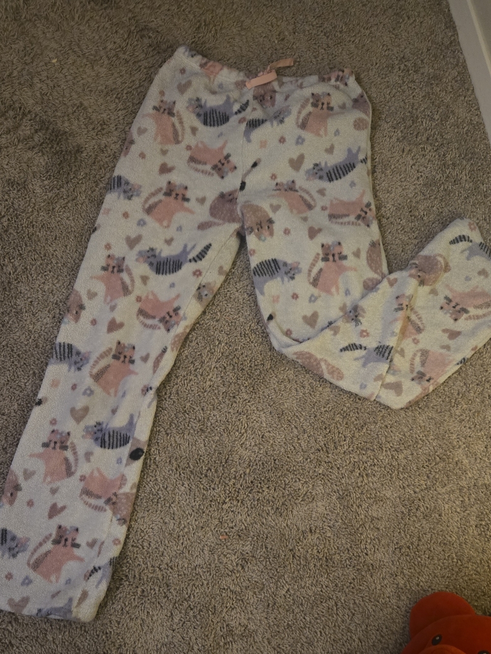 Old Navy Cream Plush Pajama Pants with Pink and Gray Animal Print